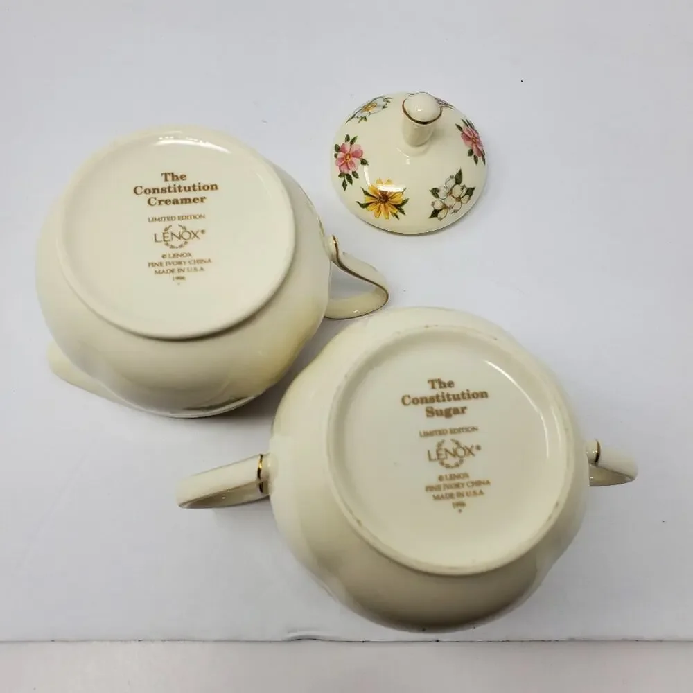 LENOX Creamer and Covered Sugar Bowl set The Constitution Cream and Sugar Excel
